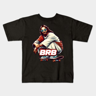 BRB meme Jesus is coming soon Skateboarding Kids T-Shirt